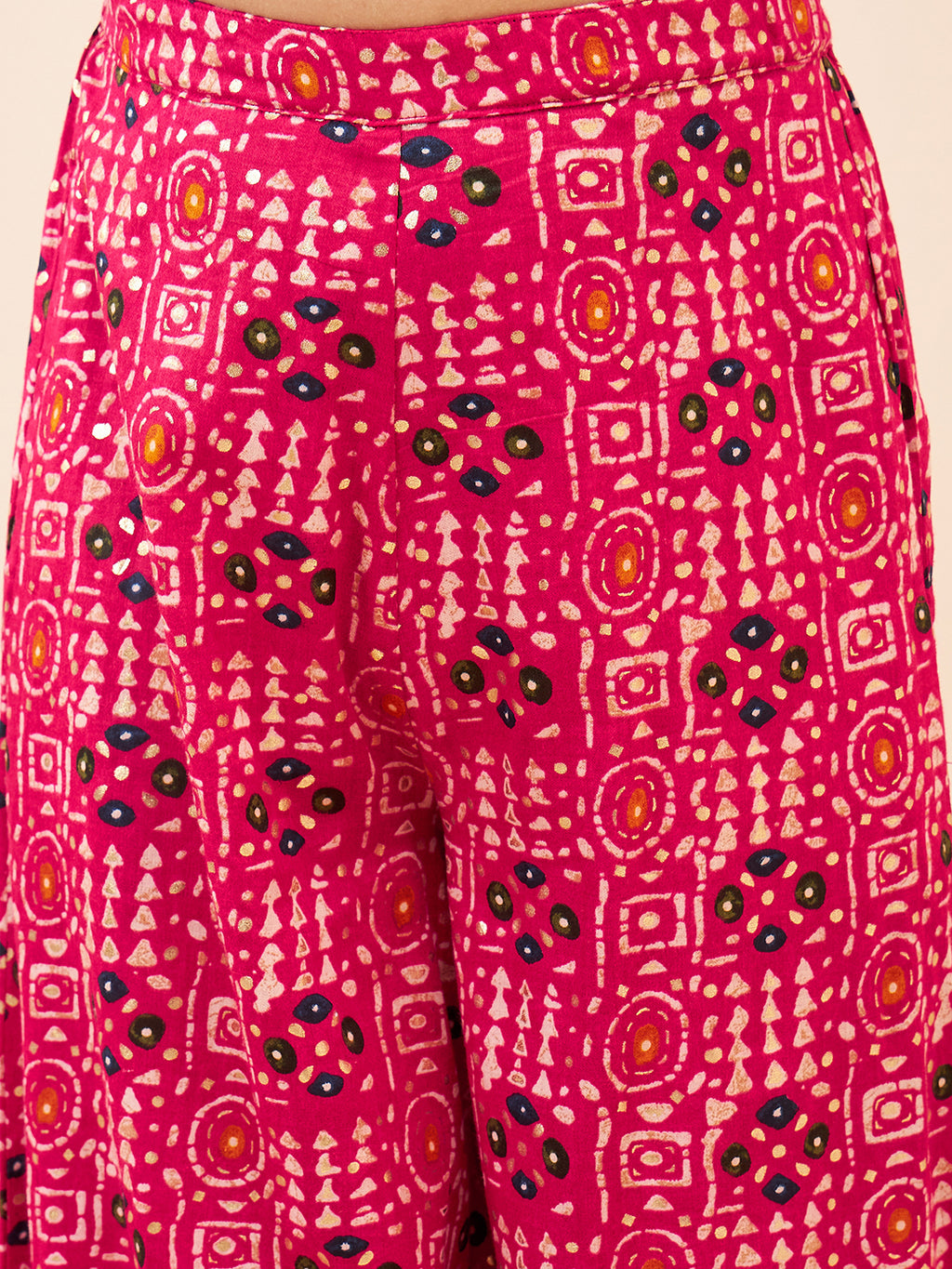 Girls Ankle Length Printed Kurti Set - Pink