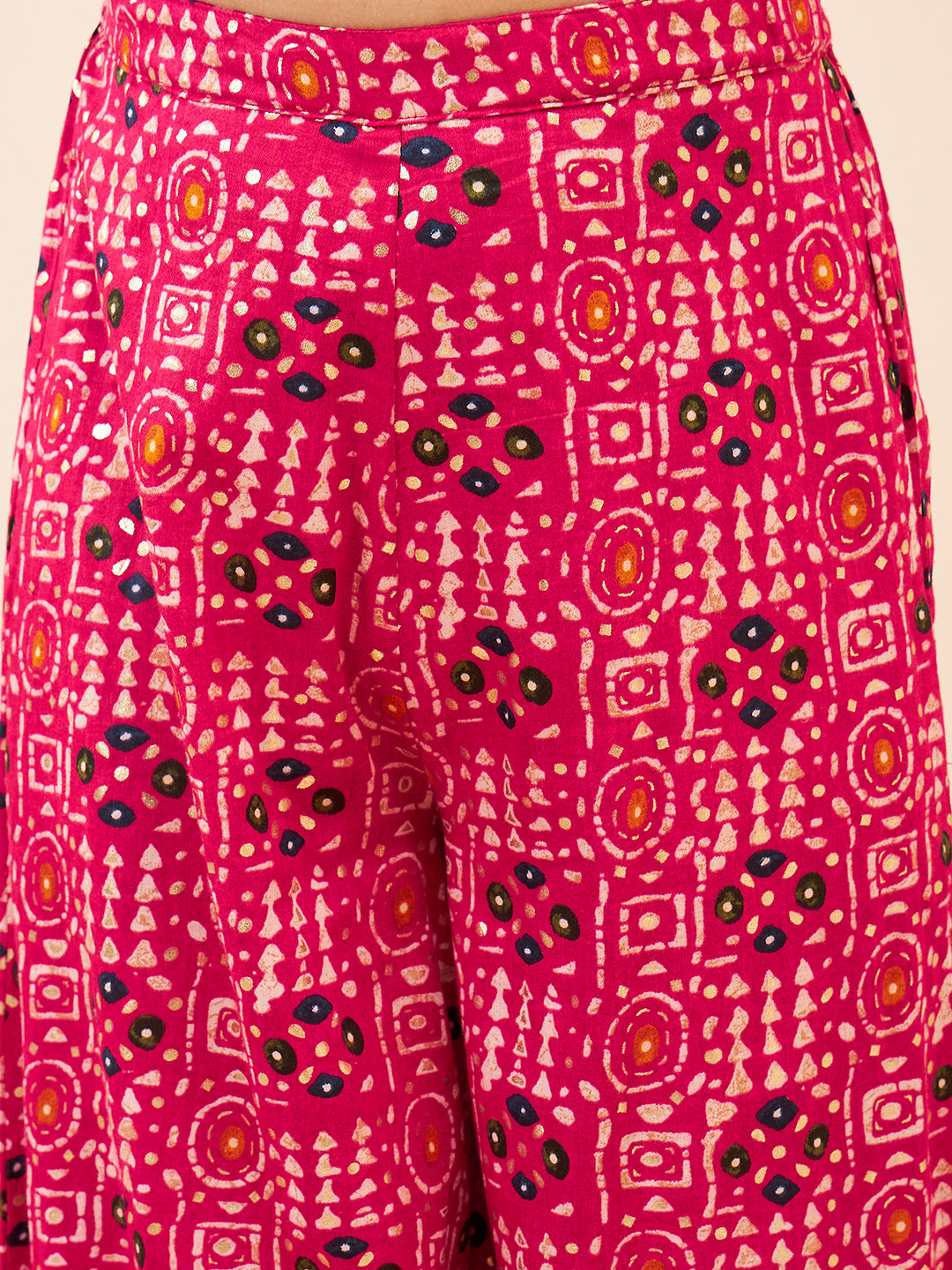 Girls Ankle Length Printed Kurti Set - Pink