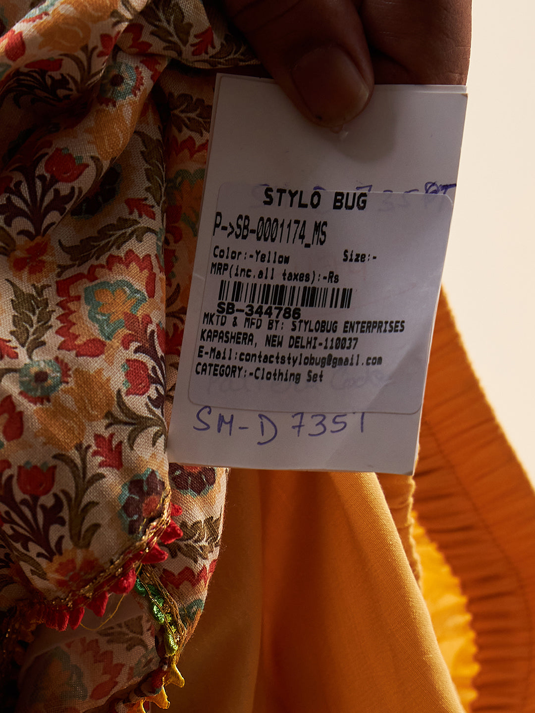 Girls Above Knee Printed Kurti Set - Yellow