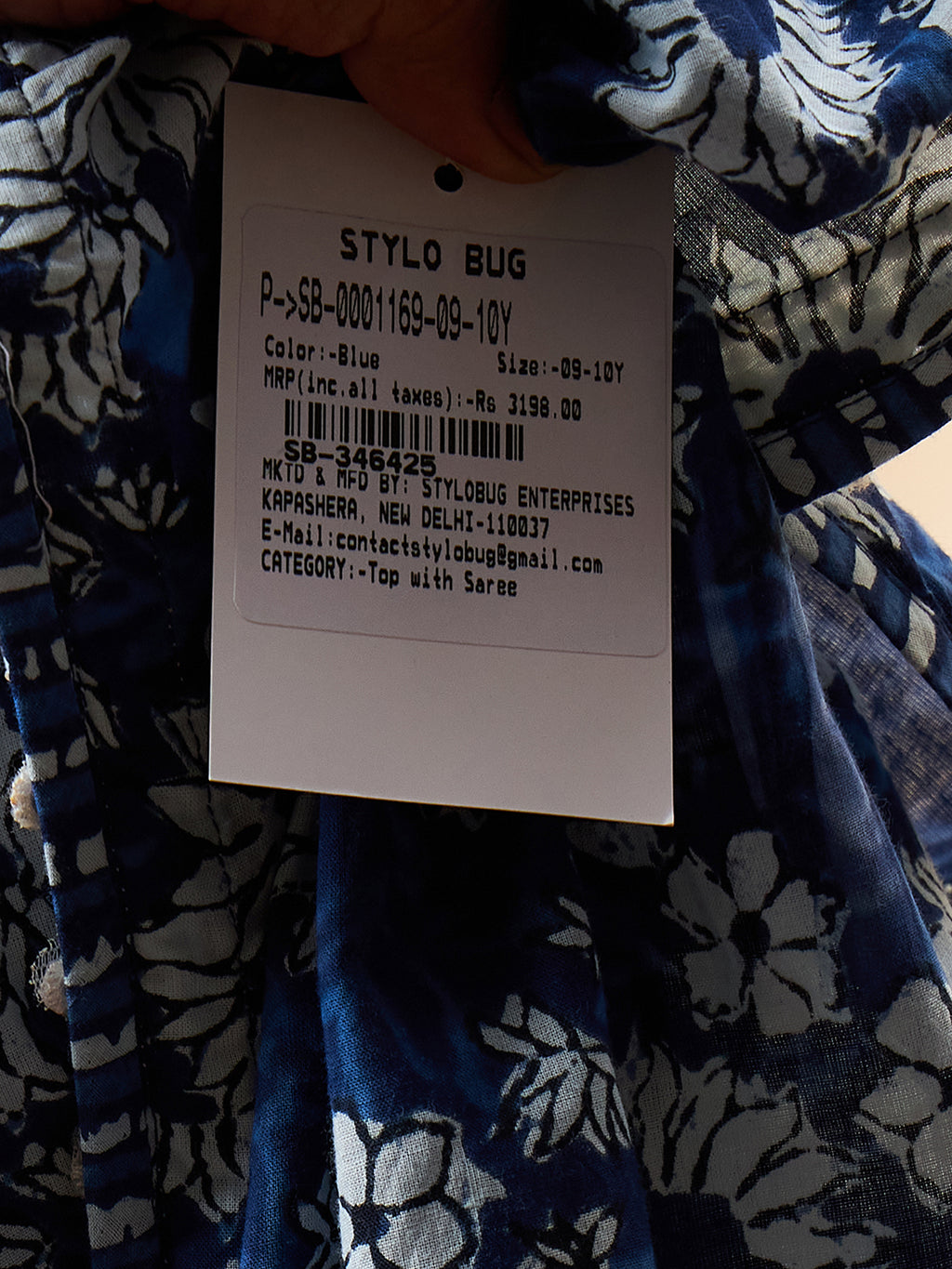 Girls Ankle Length Printed Kurti Set - Navy Blue