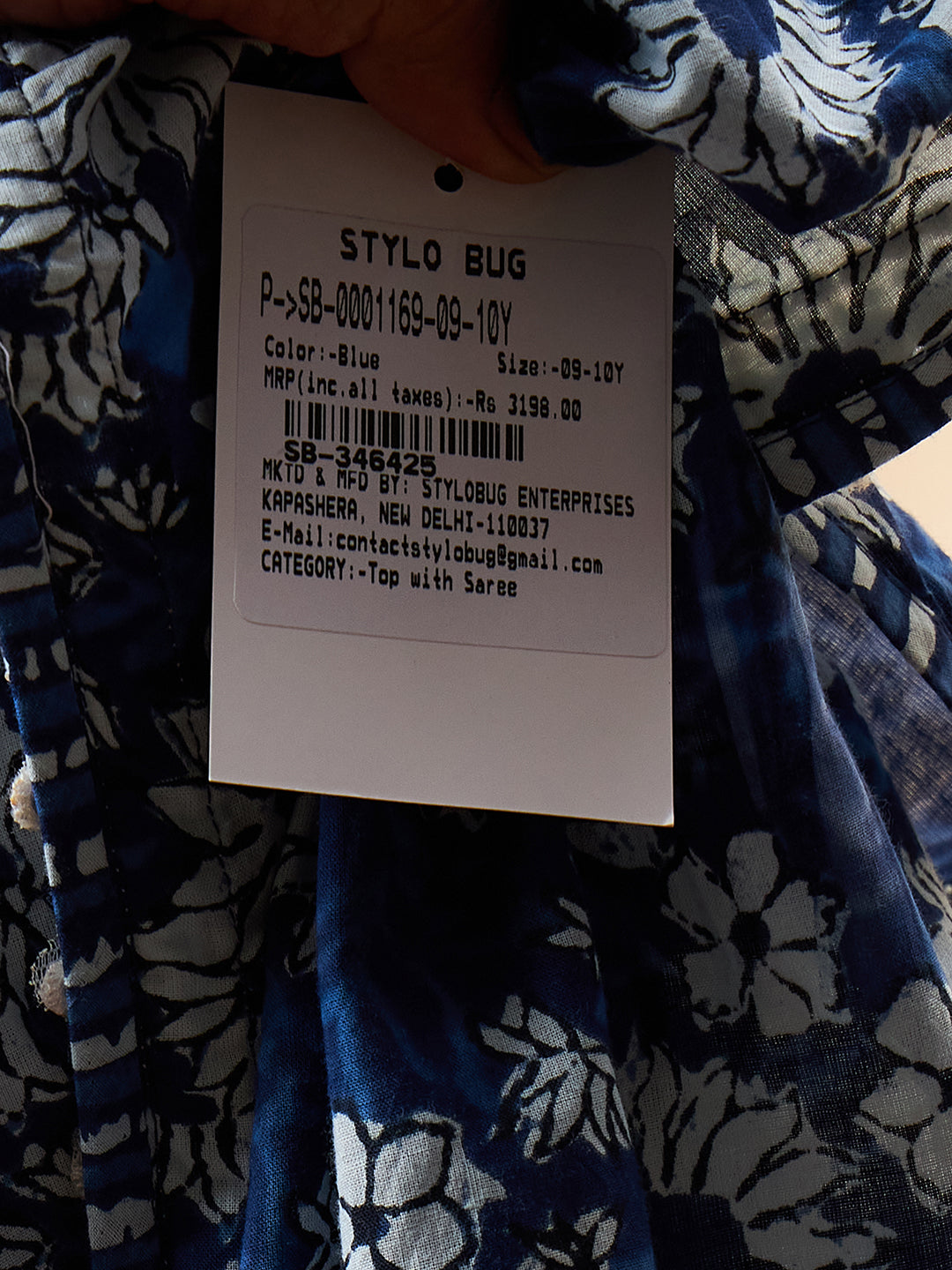 Girls Ankle Length Printed Kurti Set - Navy Blue