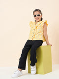 Girls Ankle Length All over Print Top With Pants - Yellow