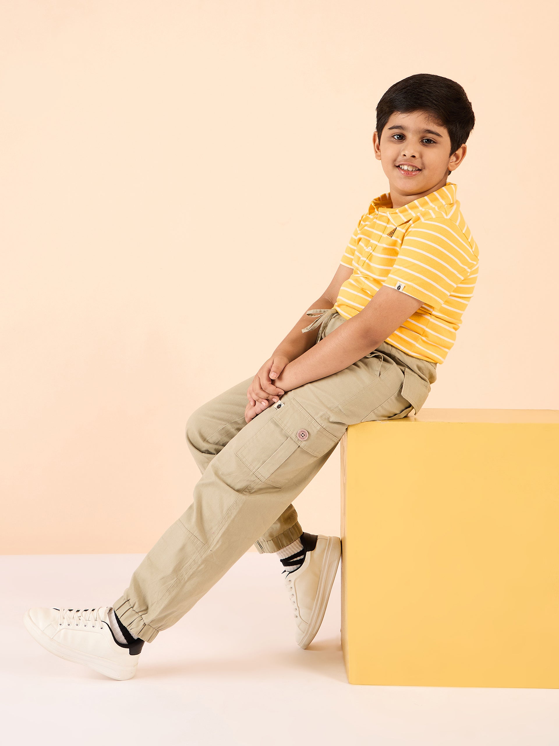 Boys Hip length Printed T-shirt - Yellow