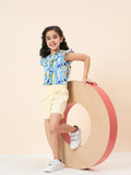 Girls Above Knee All over Print Top with Skorts - Blue