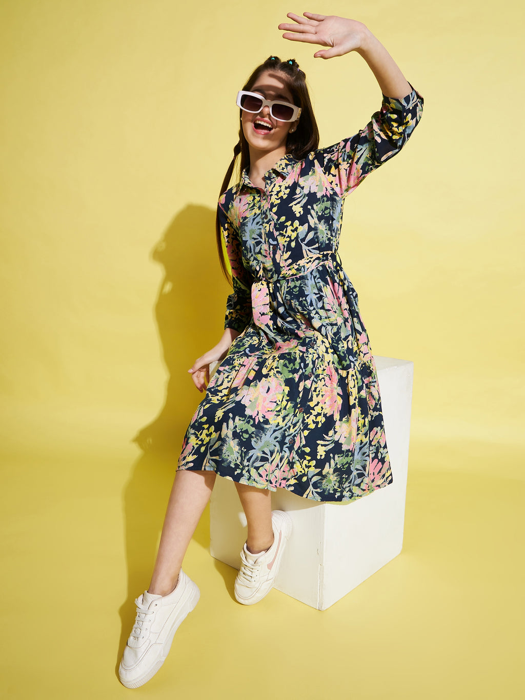 Girls knee length Dress - Black