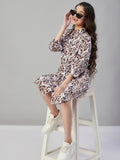 Girls Above Knee Printed Dress - Multi