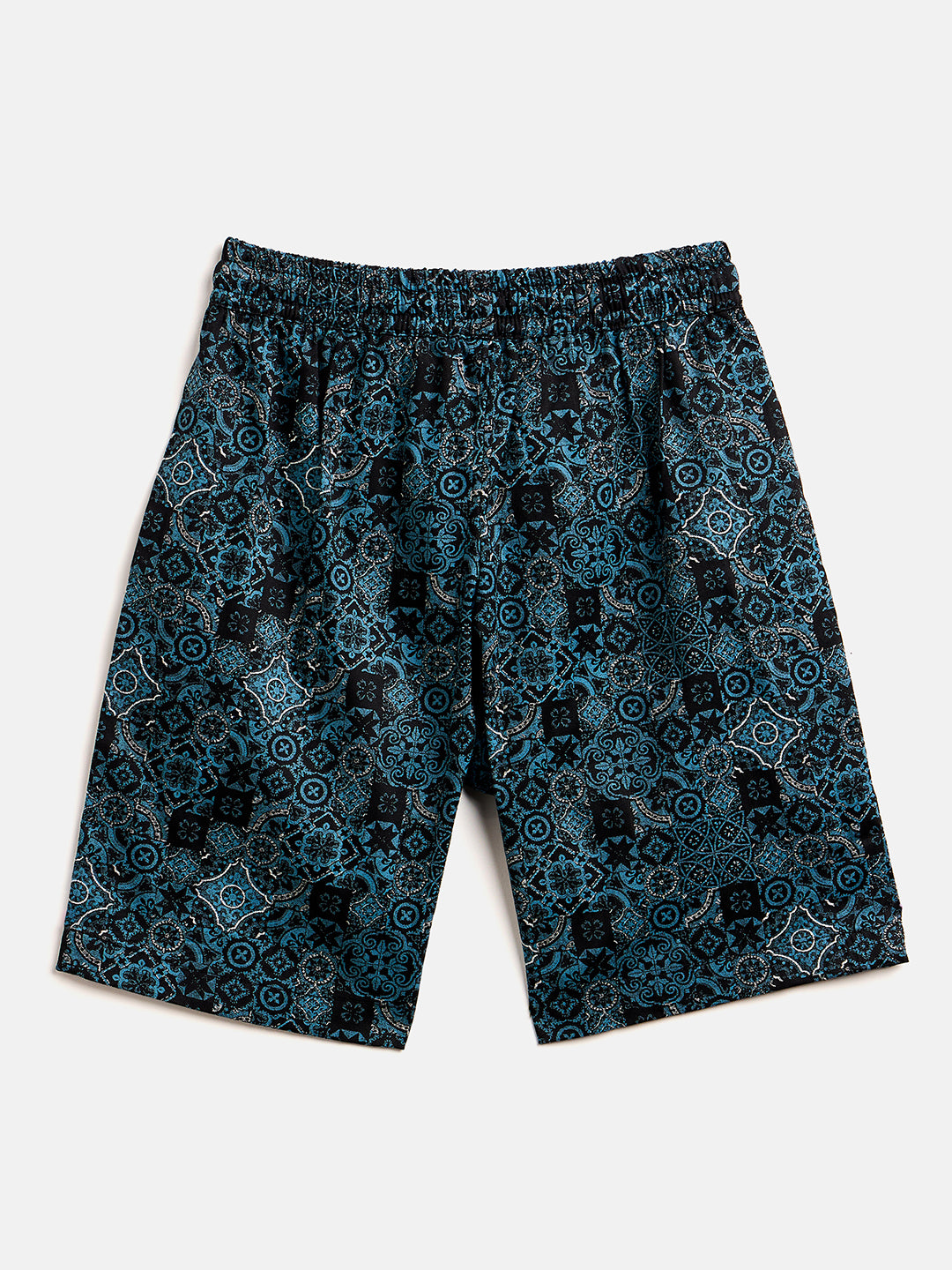 Boys Mid Thigh Printed Shirt with Shorts - Blue