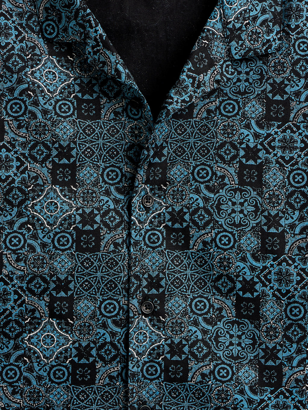 Boys Mid Thigh Printed Shirt with Shorts - Blue