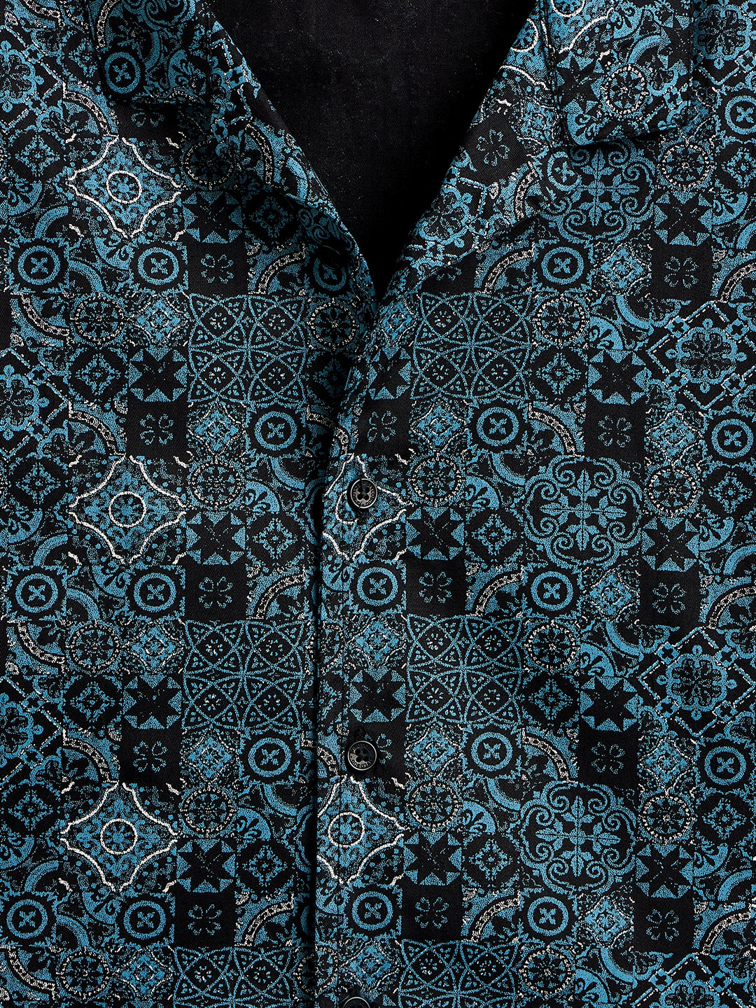 Boys Mid Thigh Printed Shirt with Shorts - Blue