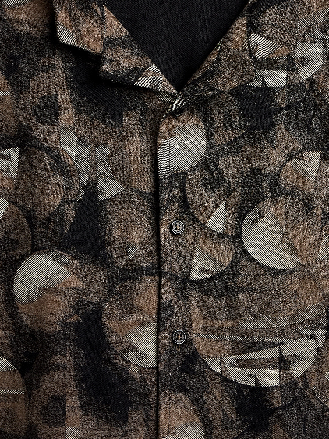 Boys Mid Thigh Printed Shirt with Shorts - Brown