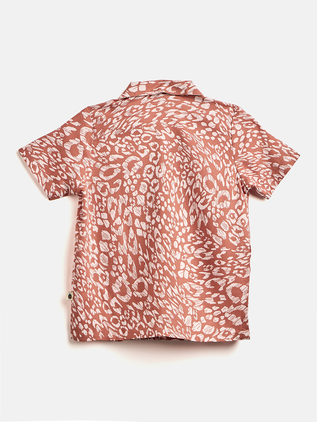 Boys Above Knee Printed Shirt with Shorts - Brown