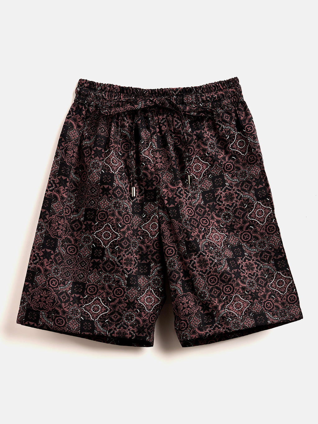 Boys Mid Thigh Printed Shirt with Shorts - Brown