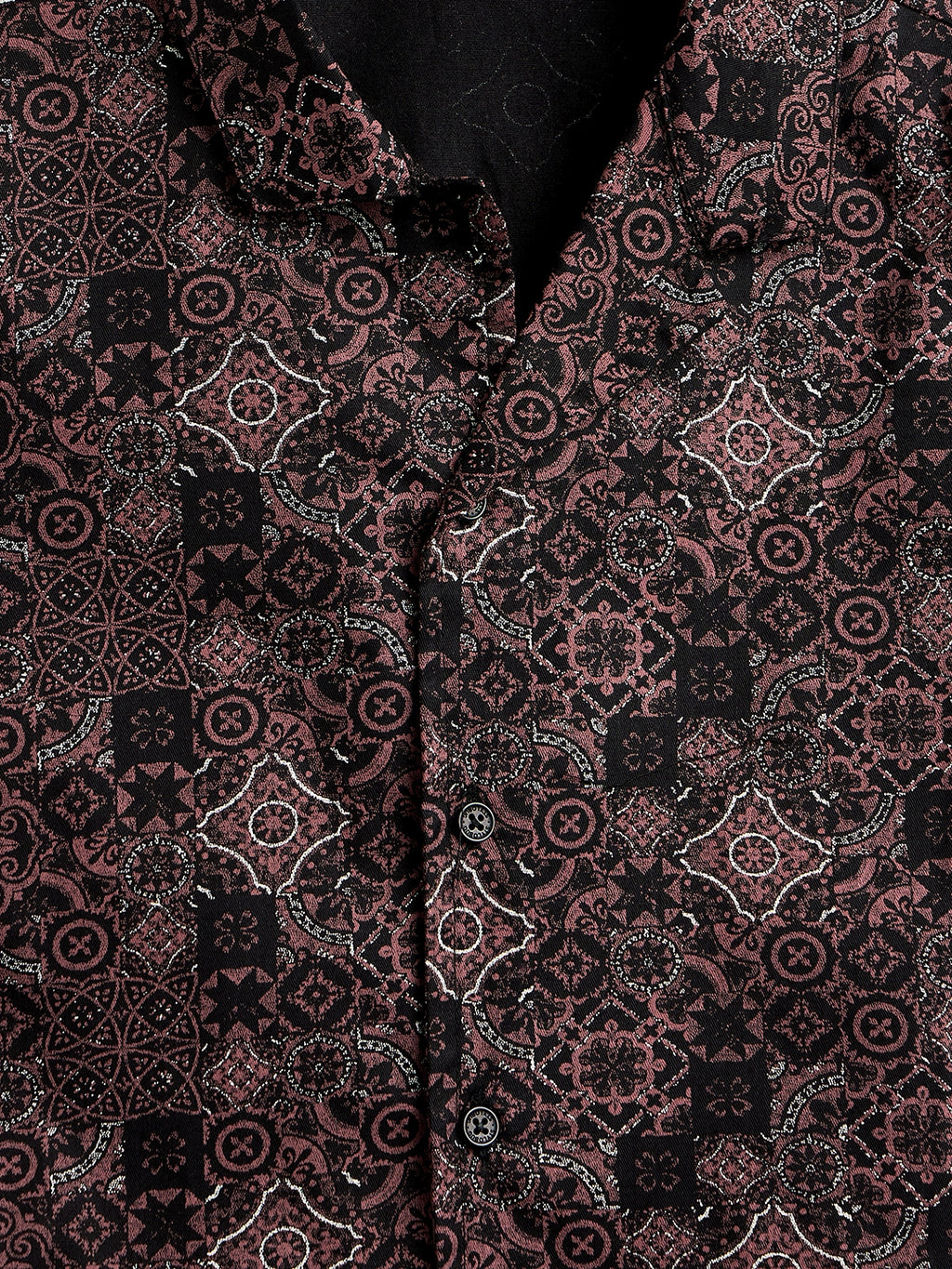 Boys Mid Thigh Printed Shirt with Shorts - Brown