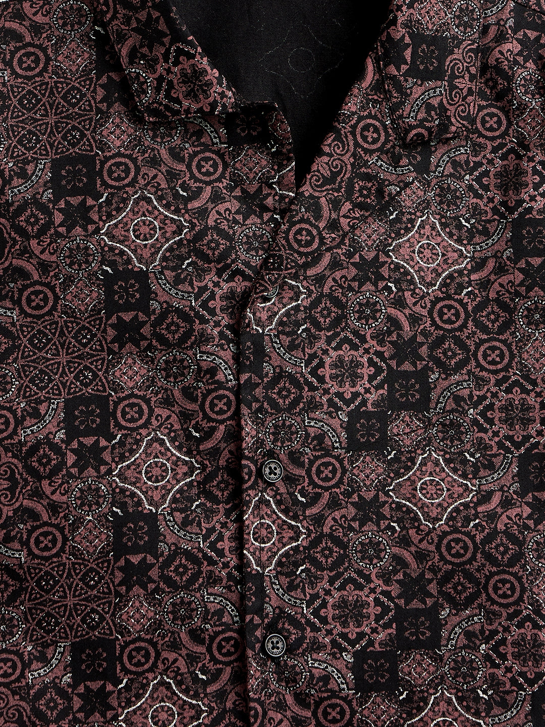 Boys Mid Thigh Printed Shirt with Shorts - Brown