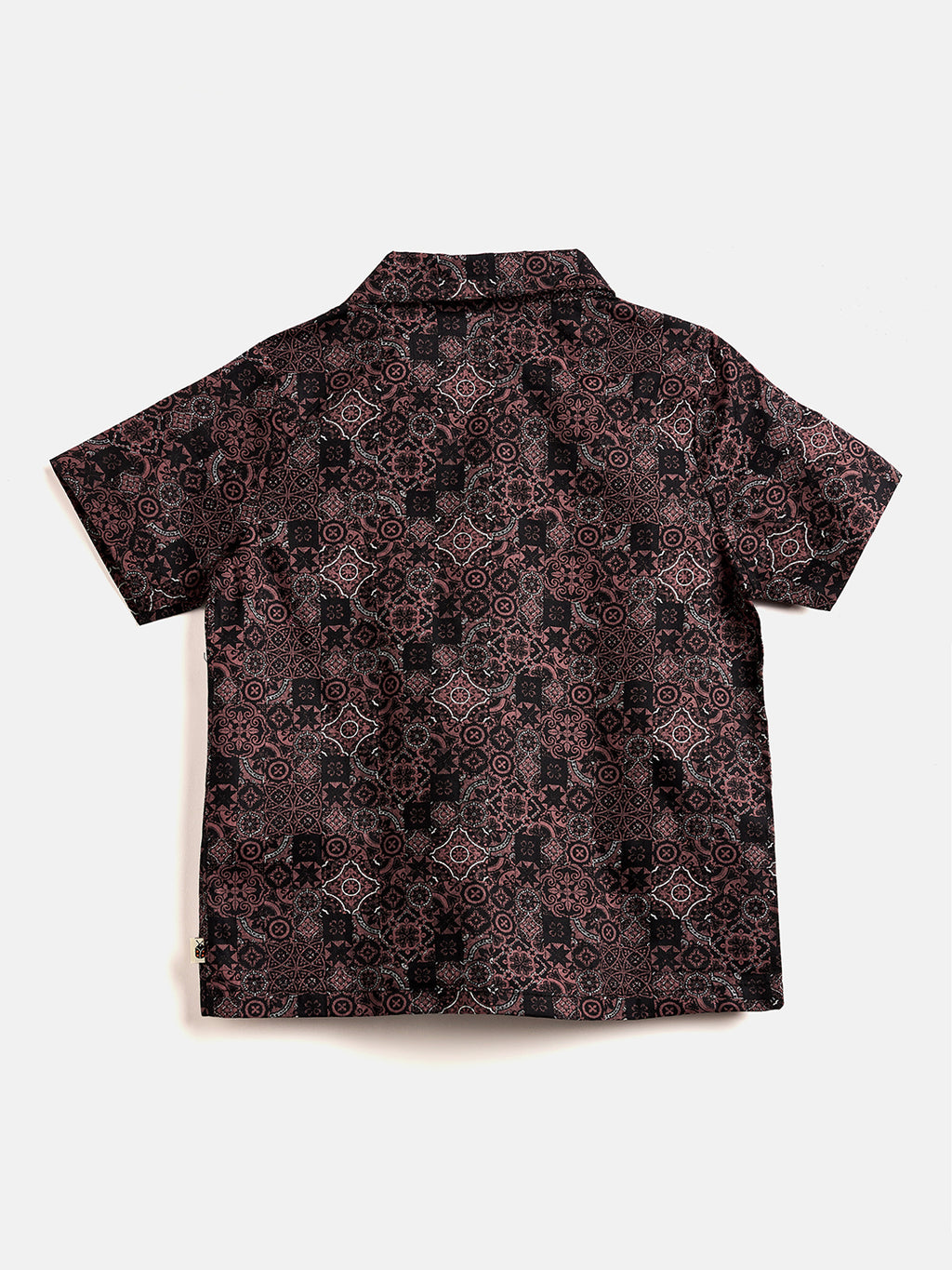 Boys Mid Thigh Printed Shirt with Shorts - Brown