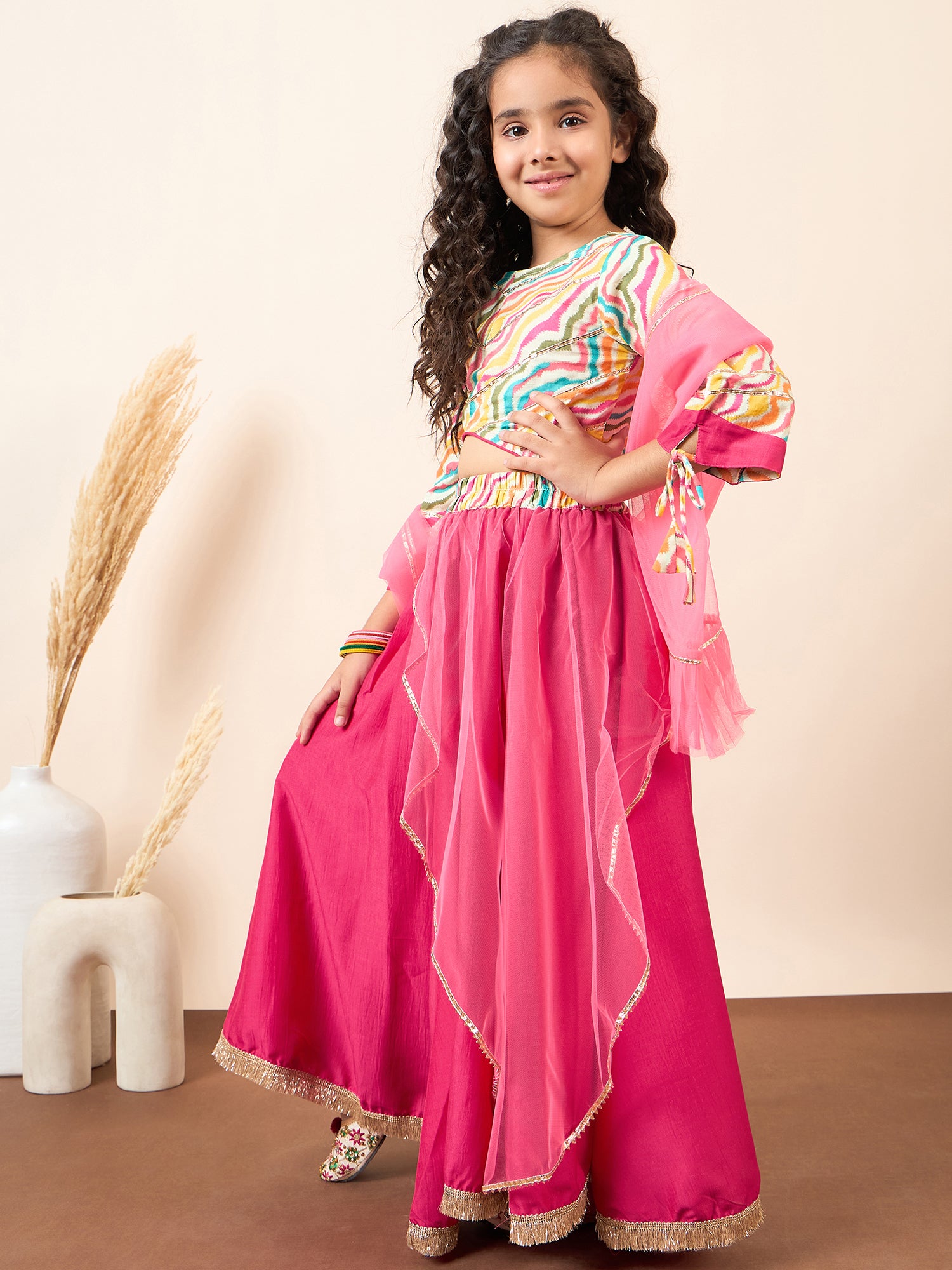 Girls Waist Length Printed Lehenga Choli - Multi