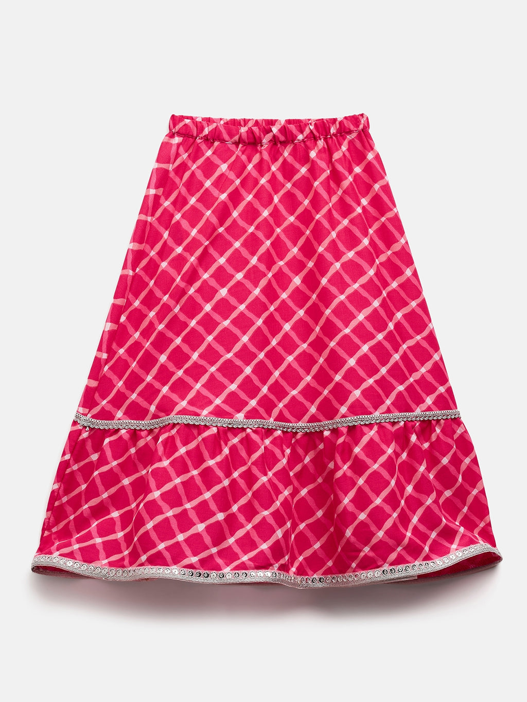 Girls Waist Length Printed Lehenga Choli - Pink