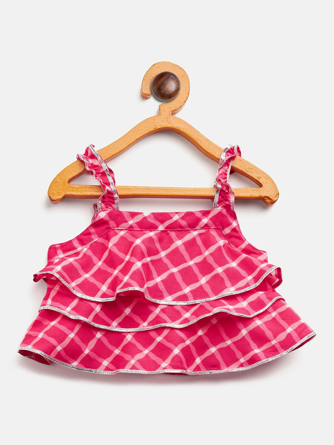 Girls Waist Length Printed Lehenga Choli - Pink