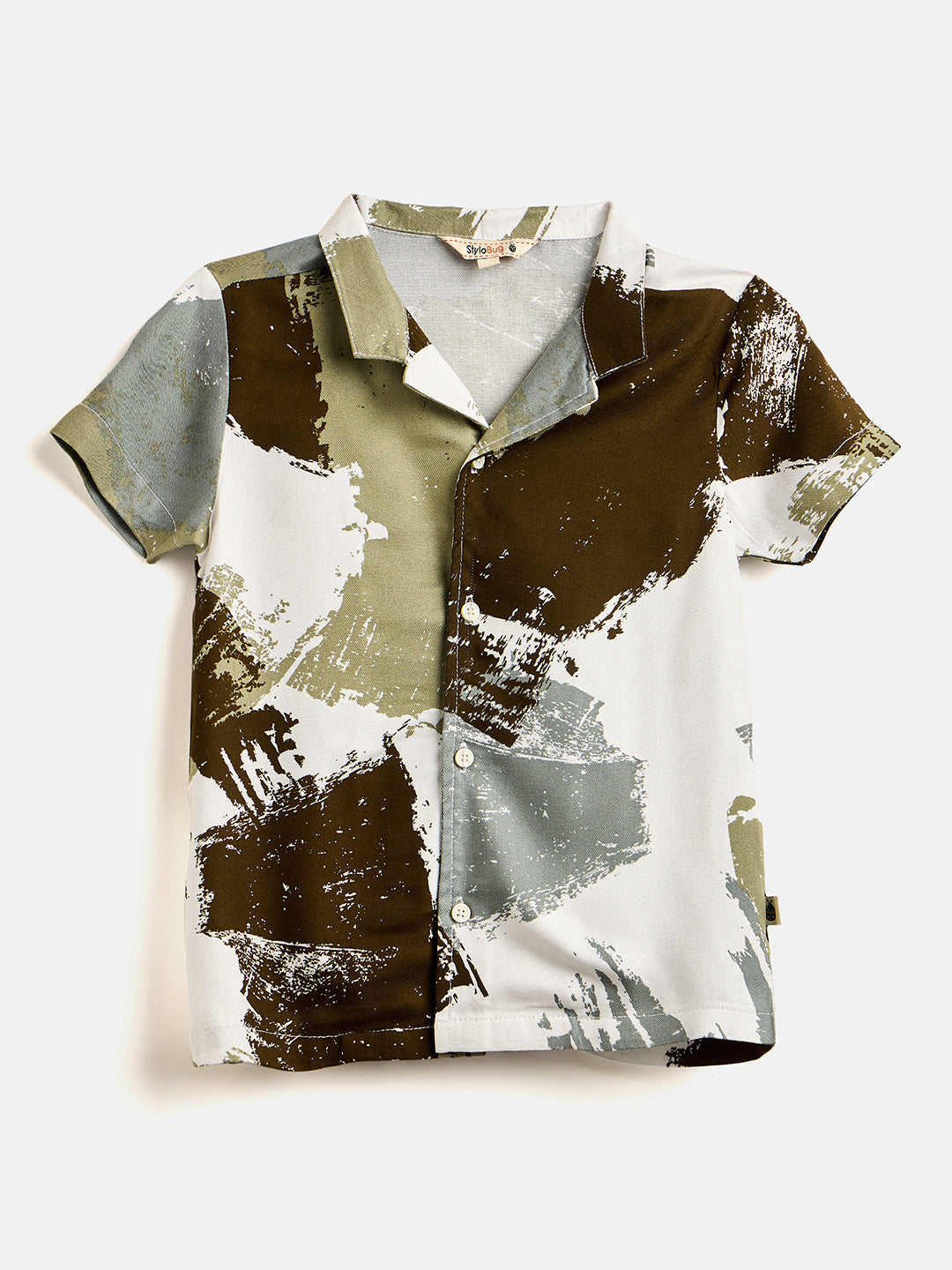 Boys Mid Thigh Printed Shirt with Shorts - Green