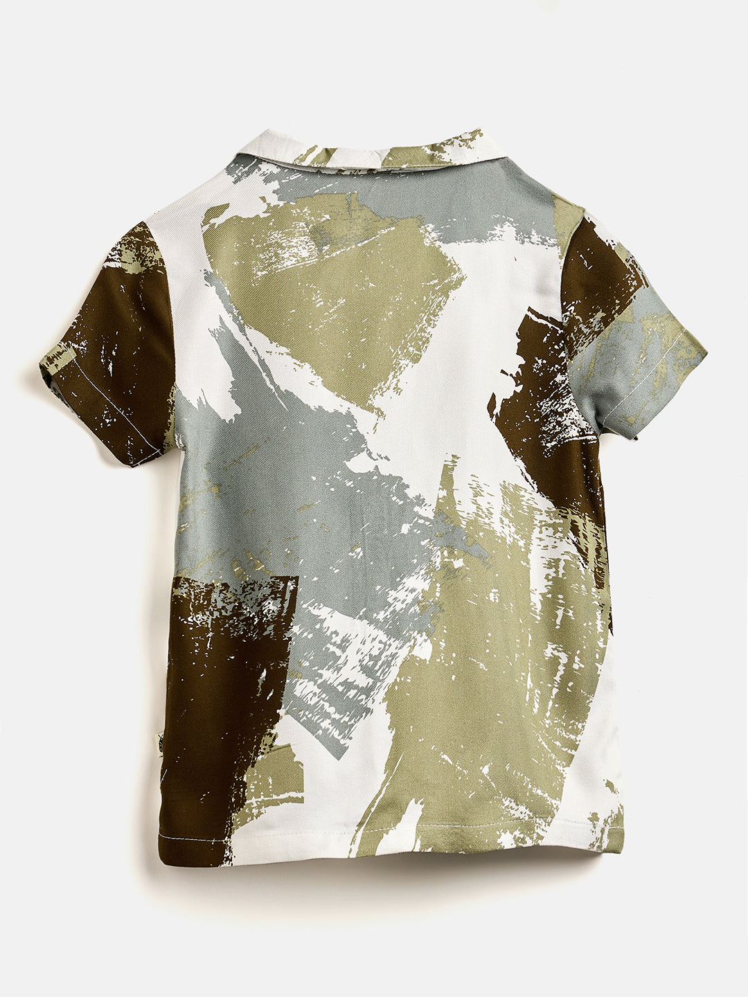 Boys Mid Thigh Printed Shirt with Shorts - Green