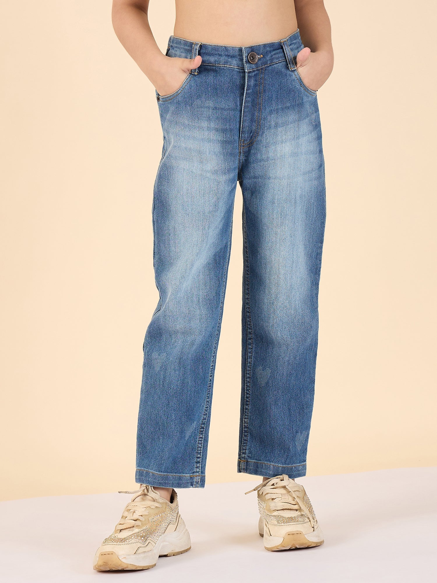 Girls Full Length Solid Jeans - Blue