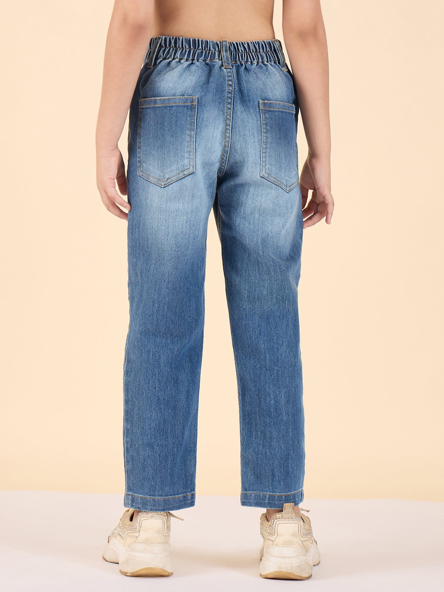 Girls Full Length Solid Jeans - Blue