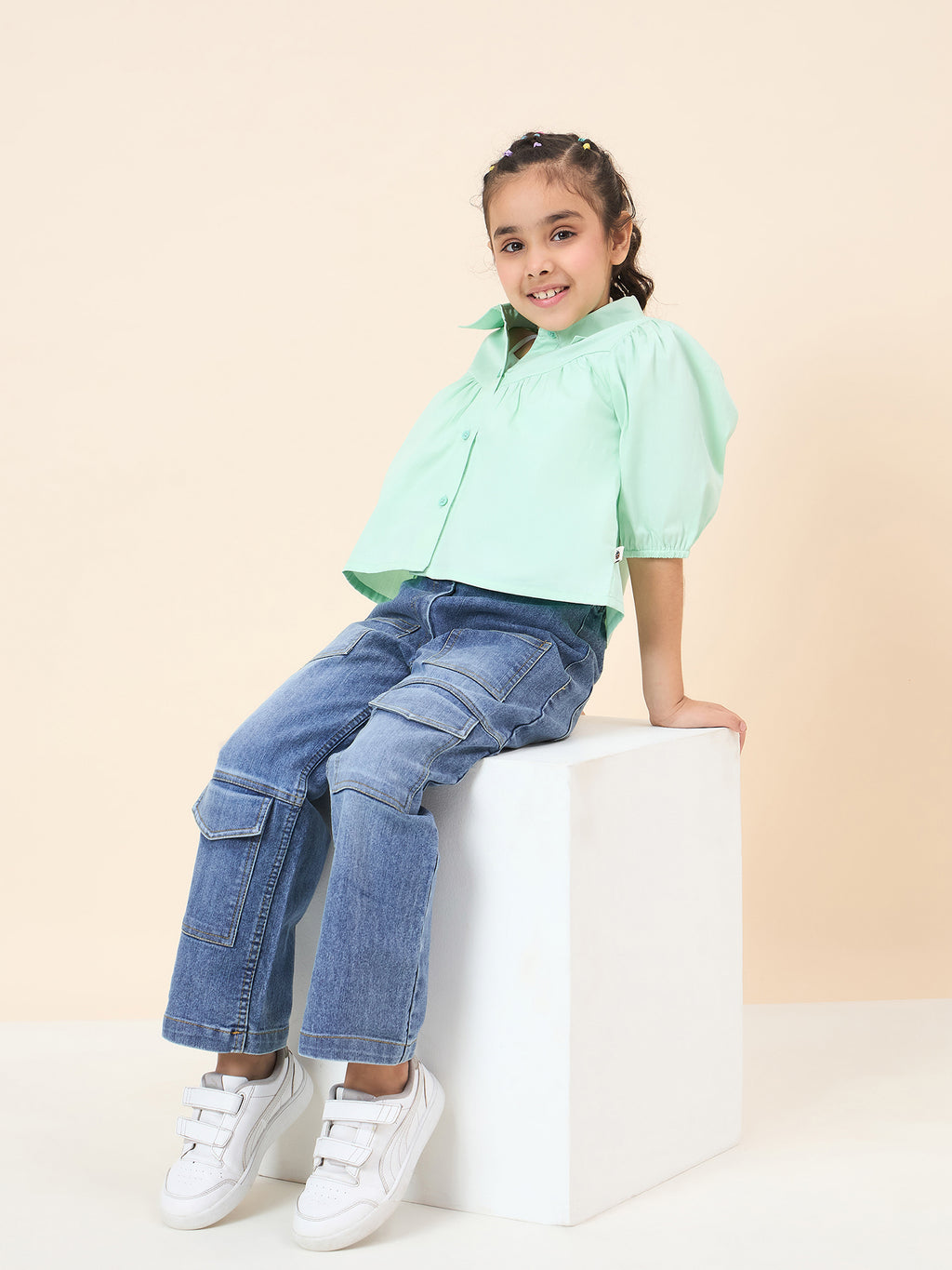 Girls Full Length Solid Jeans - Blue