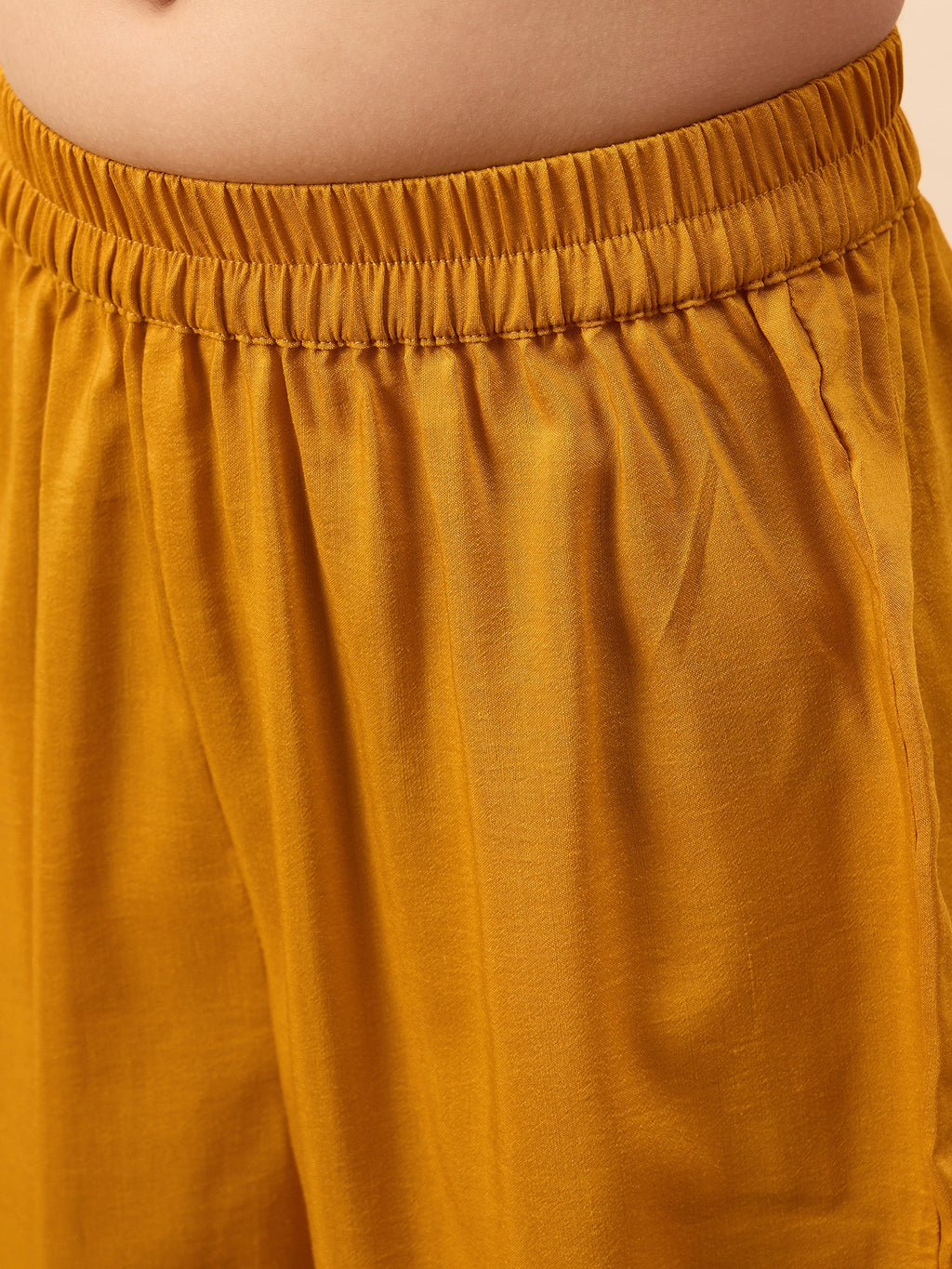 Girls Ankle Length All over Print Kurti Set - Yellow