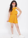 Girls Above Knee Printed Jumpsuit - Yellow