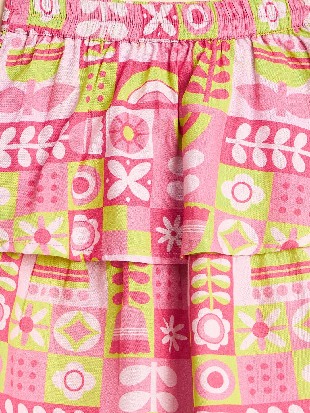 Girls Above Knee All over Print Top with Skirt - Multi