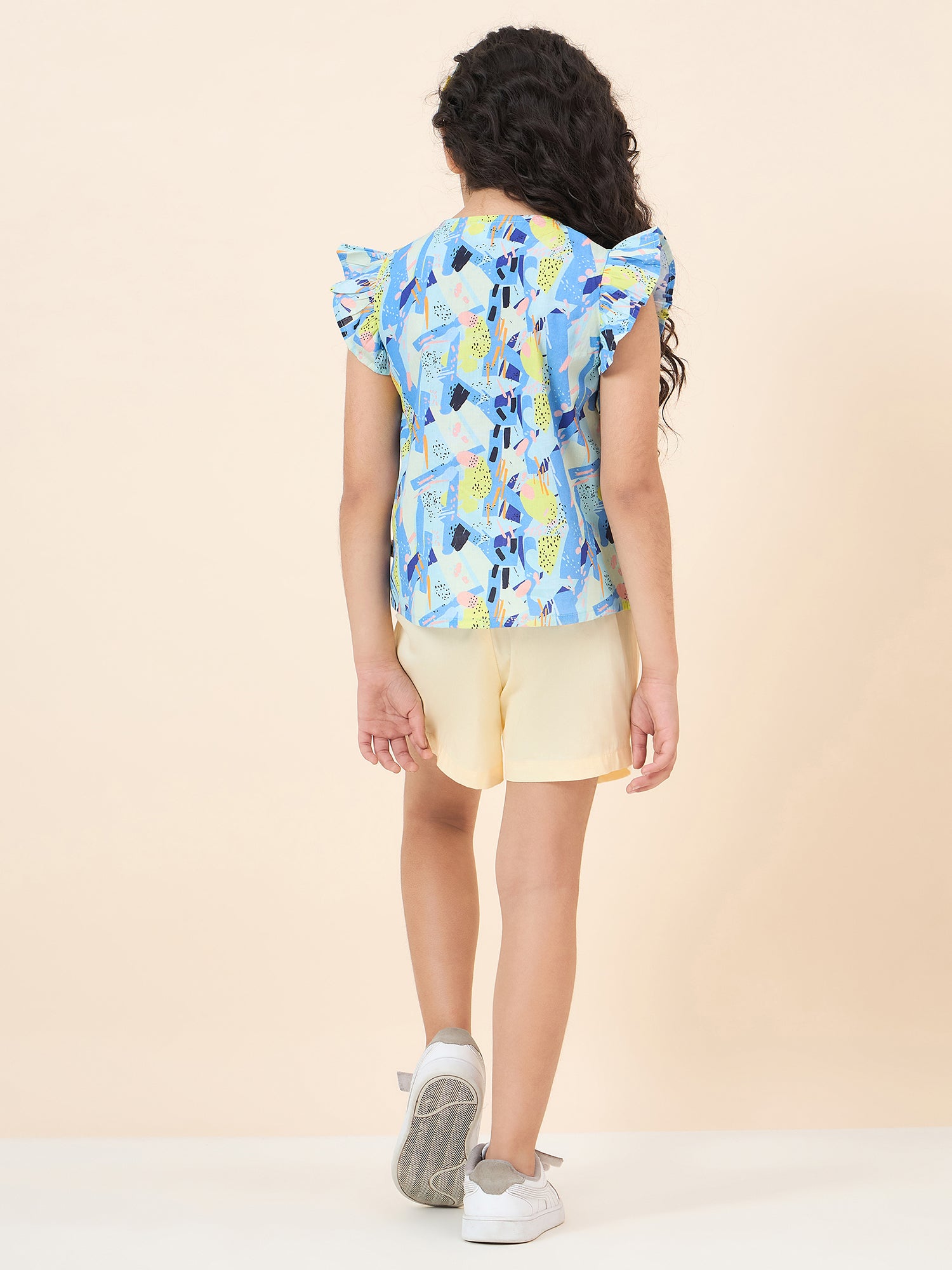 Girls Above Knee All over Print Top with Skorts - Blue