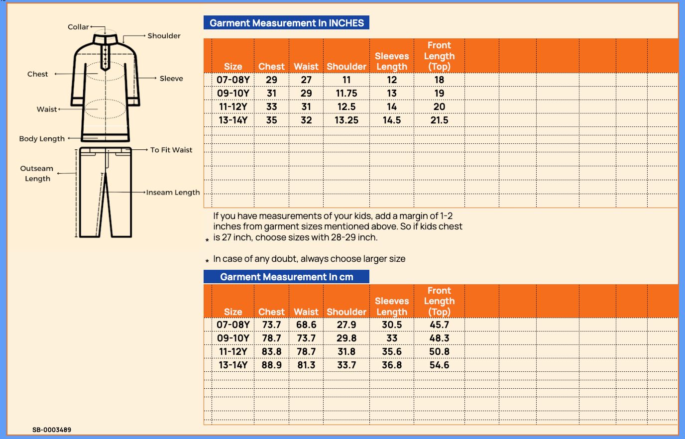 Girls Hip length All over Print Top - Blue