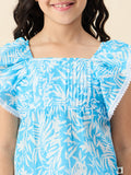Girls Hip length All over Print Top - Blue