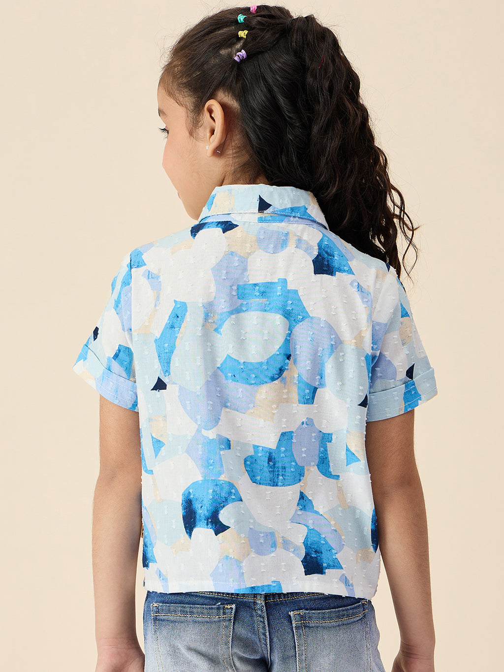 Girls Hip length All over Print Top - Blue