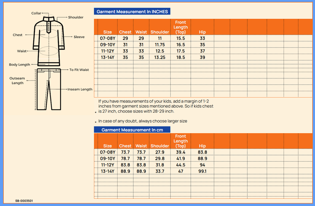 Girls Hip length Embroidery Top - Blue