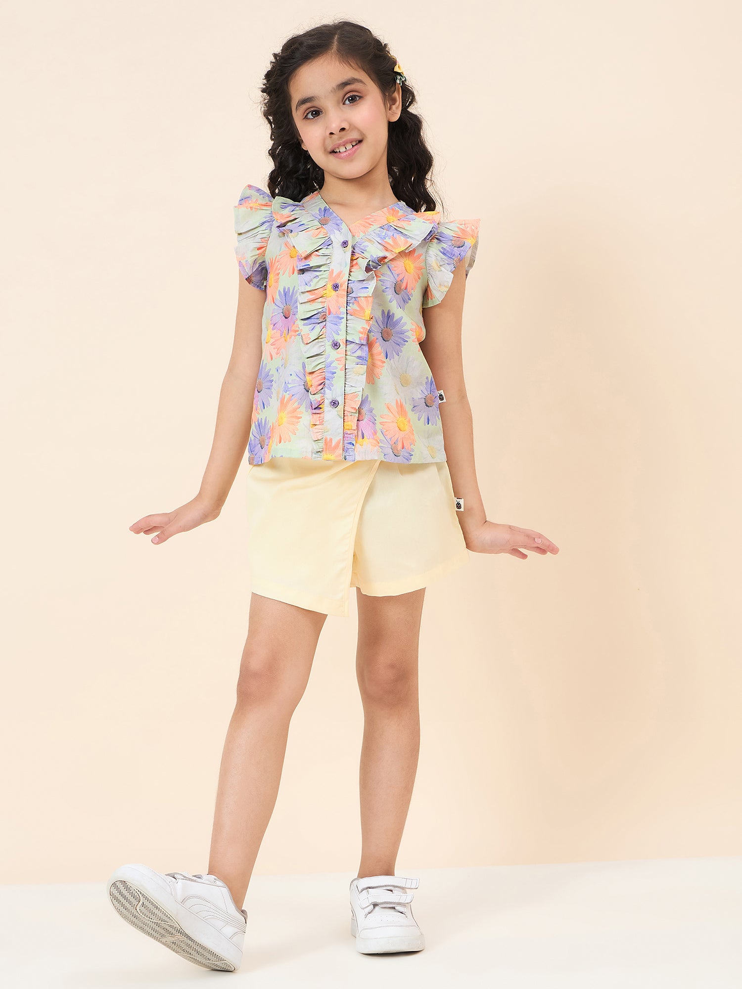 Girls Above Knee All over Print Top with Skorts - Multi