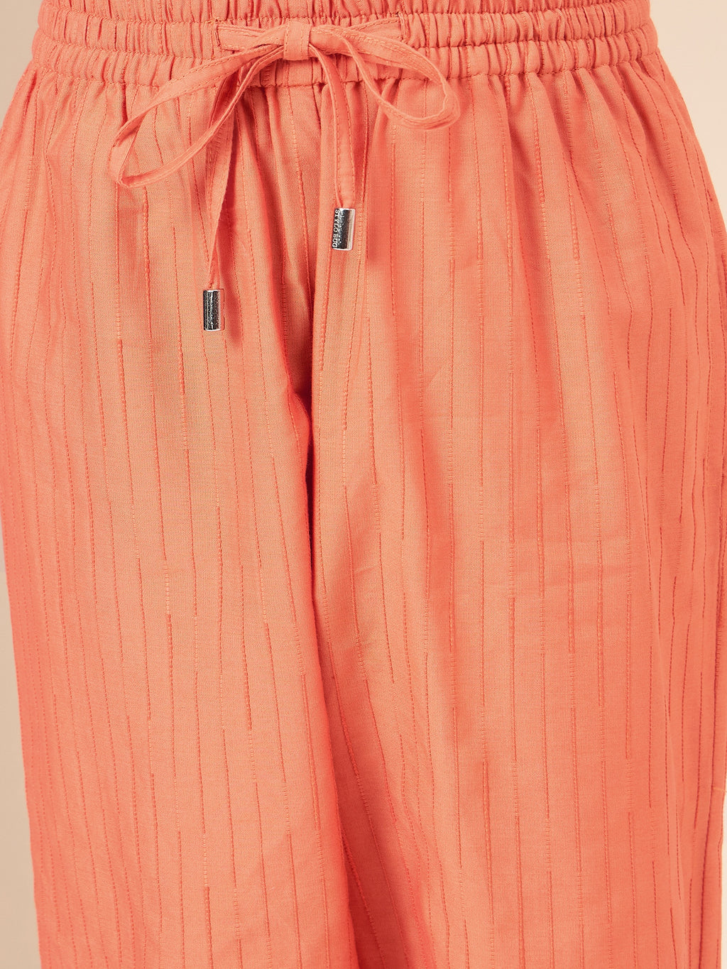 Girls Ankle Length Solid Top With Pants - Orange