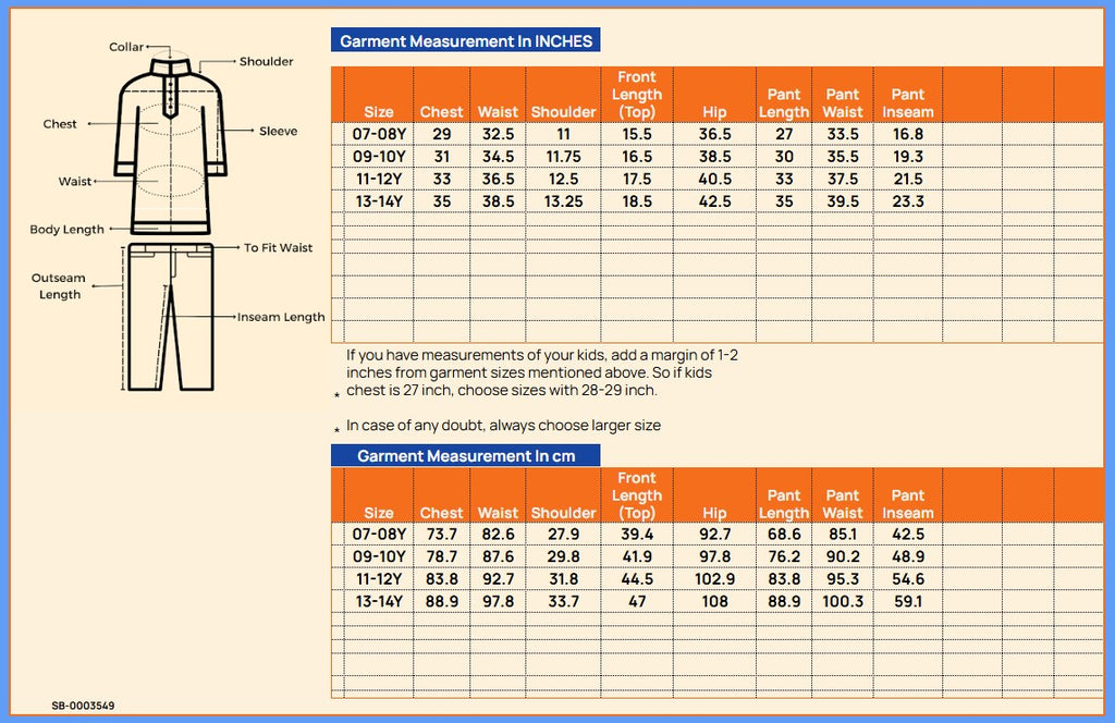 Girls Ankle Length Solid Top With Pants - Orange