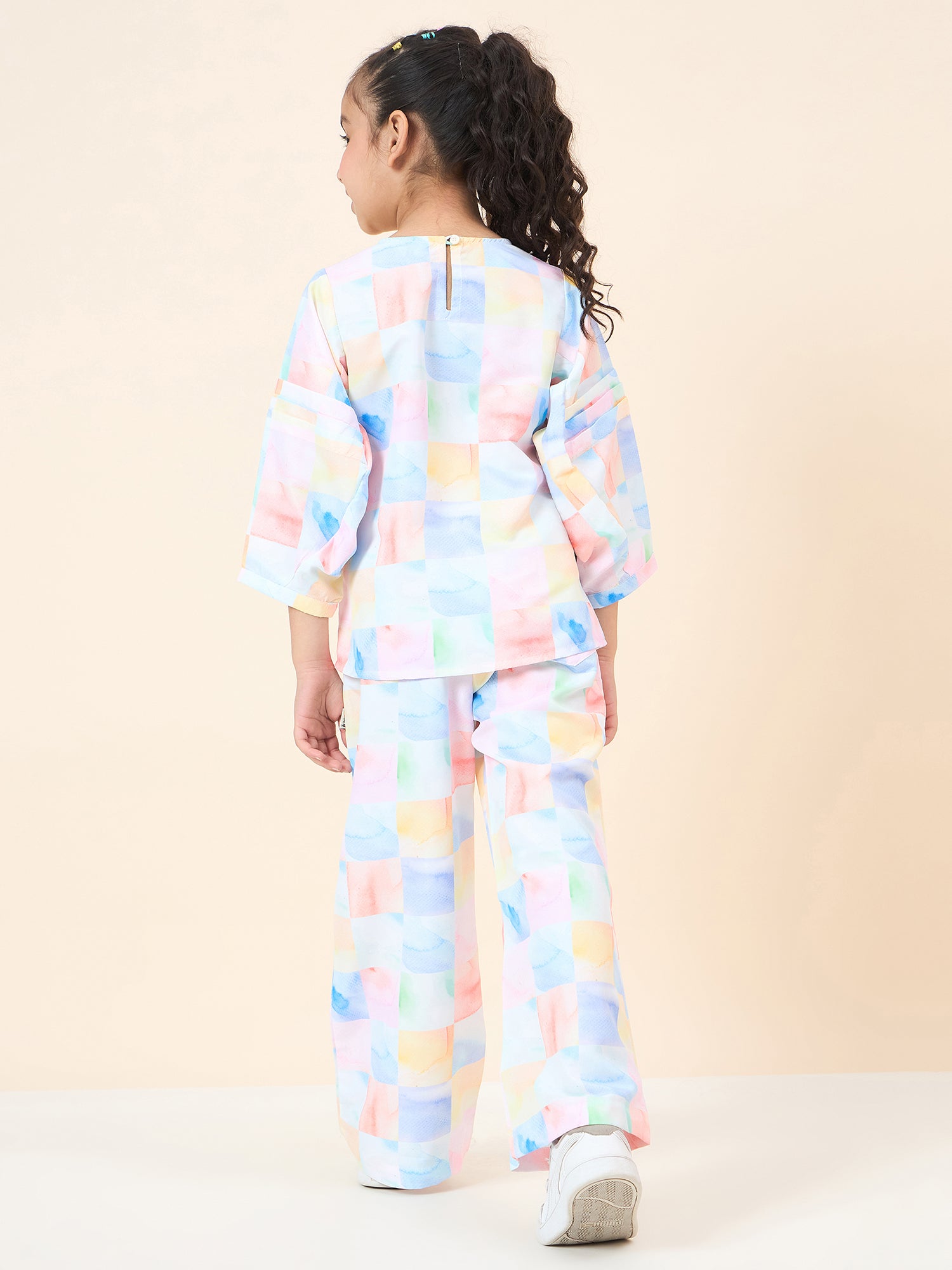 Girls Ankle Length All over Print Top With Pants - Multi