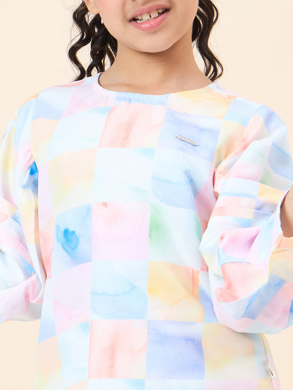 Girls Ankle Length All over Print Top With Pants - Multi