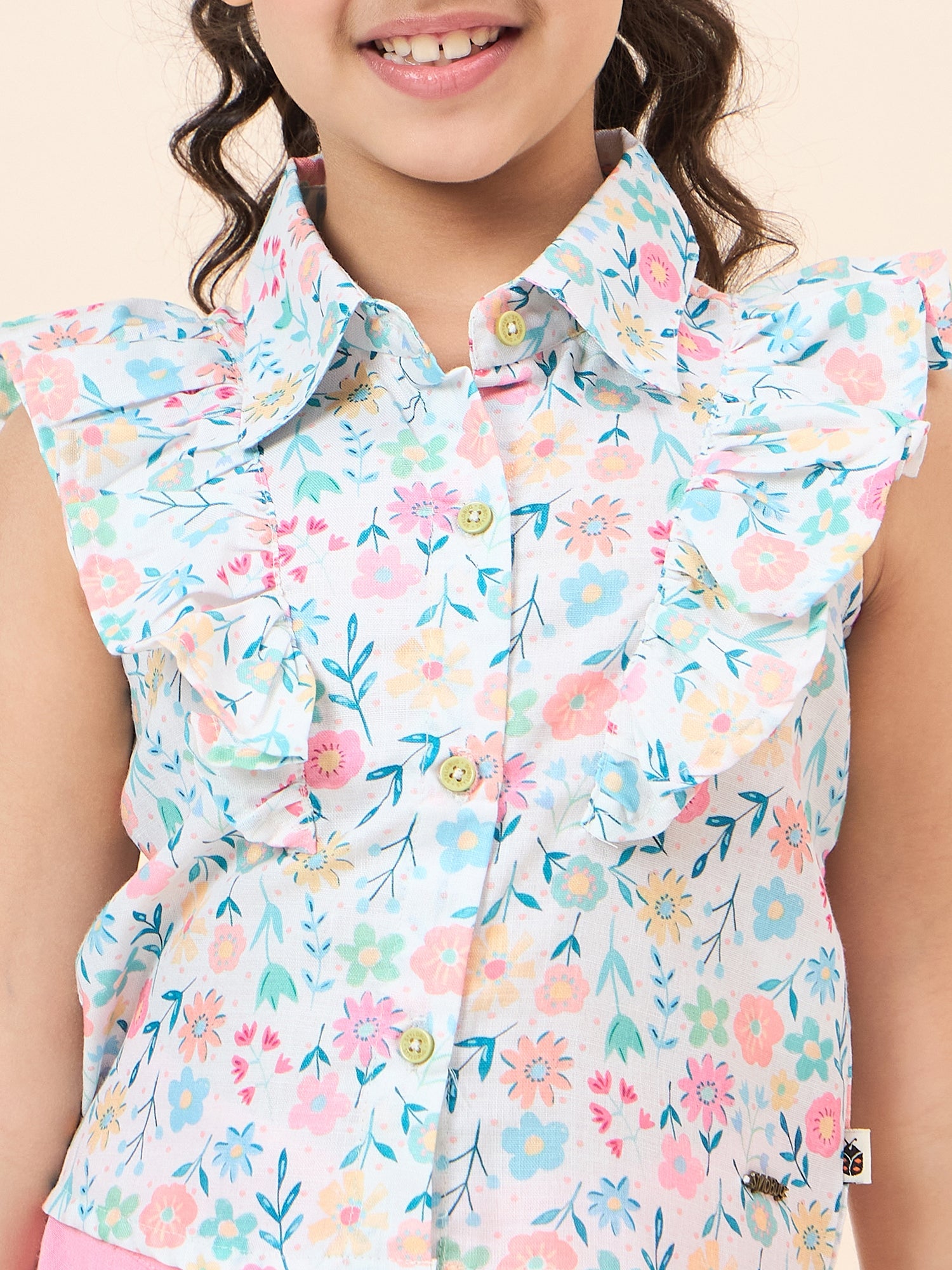 Girls Ankle Length All over Print Top With Pants - Multi