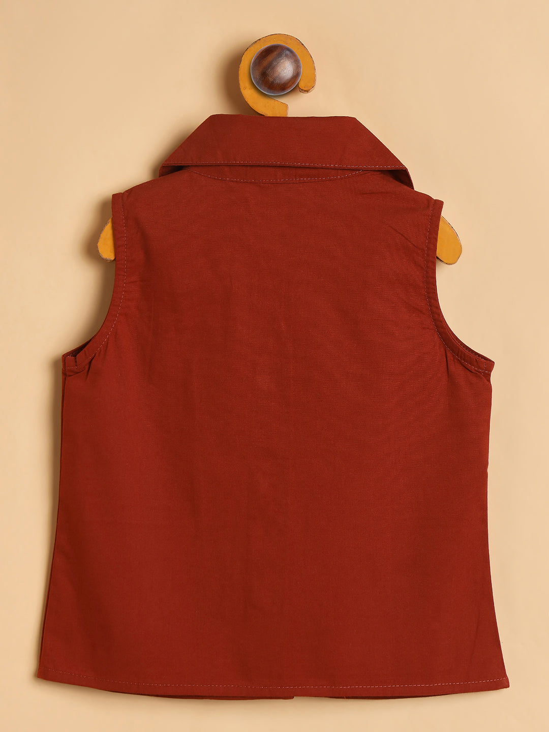 Girls Ankle Length Solid Top With Pants - Rust