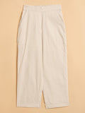 Girls Ankle Length Solid Top With Pants - Off-White