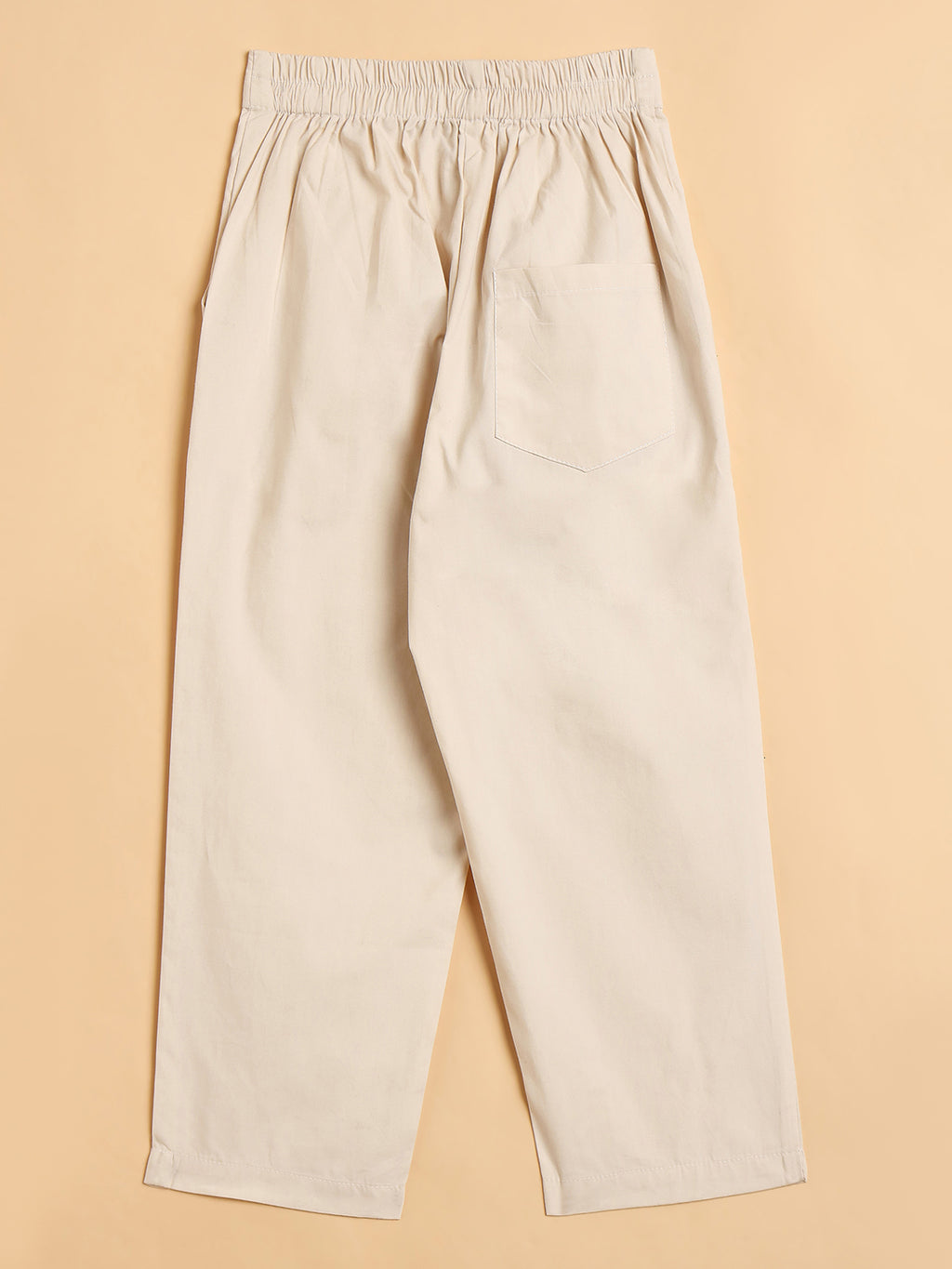 Girls Ankle Length Solid Top With Pants - Off-White