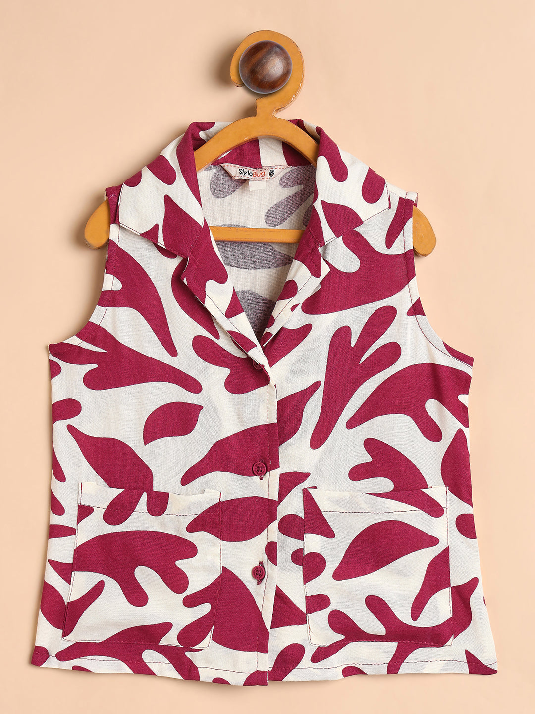 Girls Ankle Length All over Print Top With Pants - Maroon