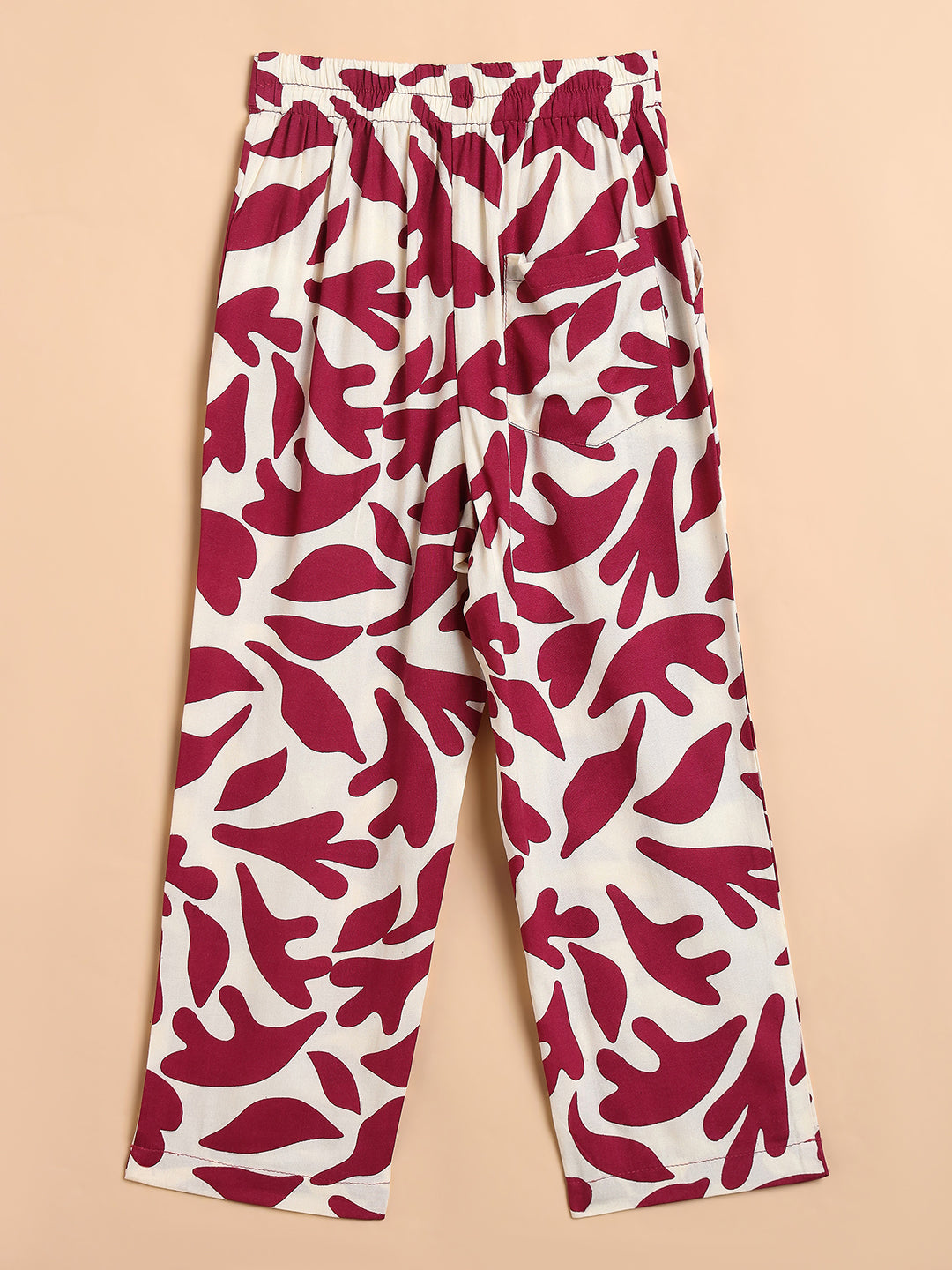 Girls Ankle Length All over Print Top With Pants - Maroon