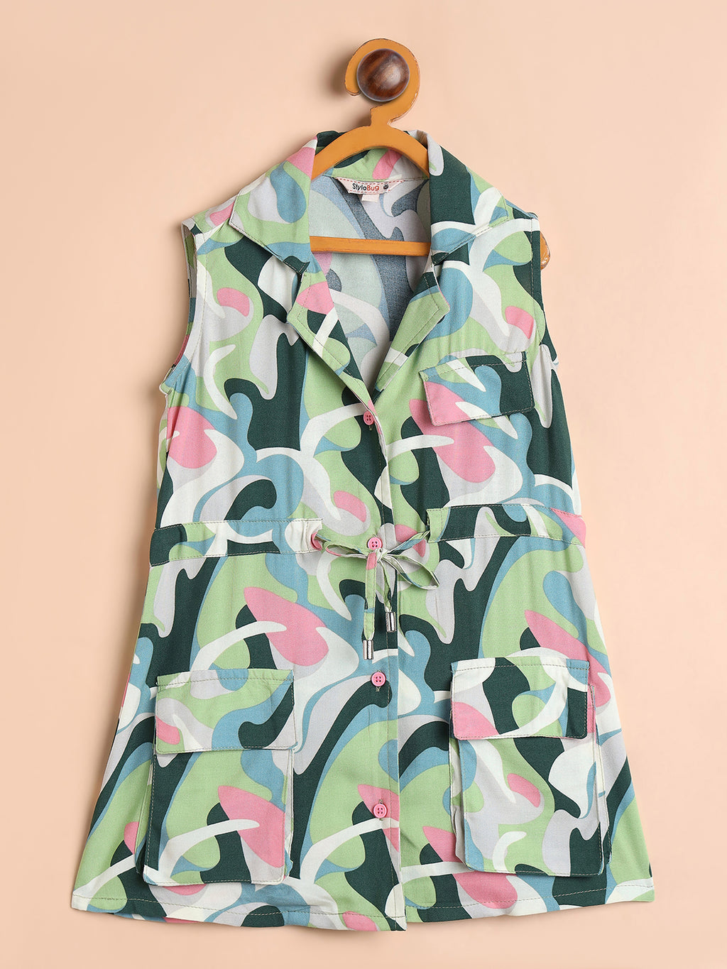 Girls Ankle Length All over Print Top With Pants - Green