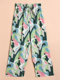 Girls Ankle Length All over Print Top With Pants - Green