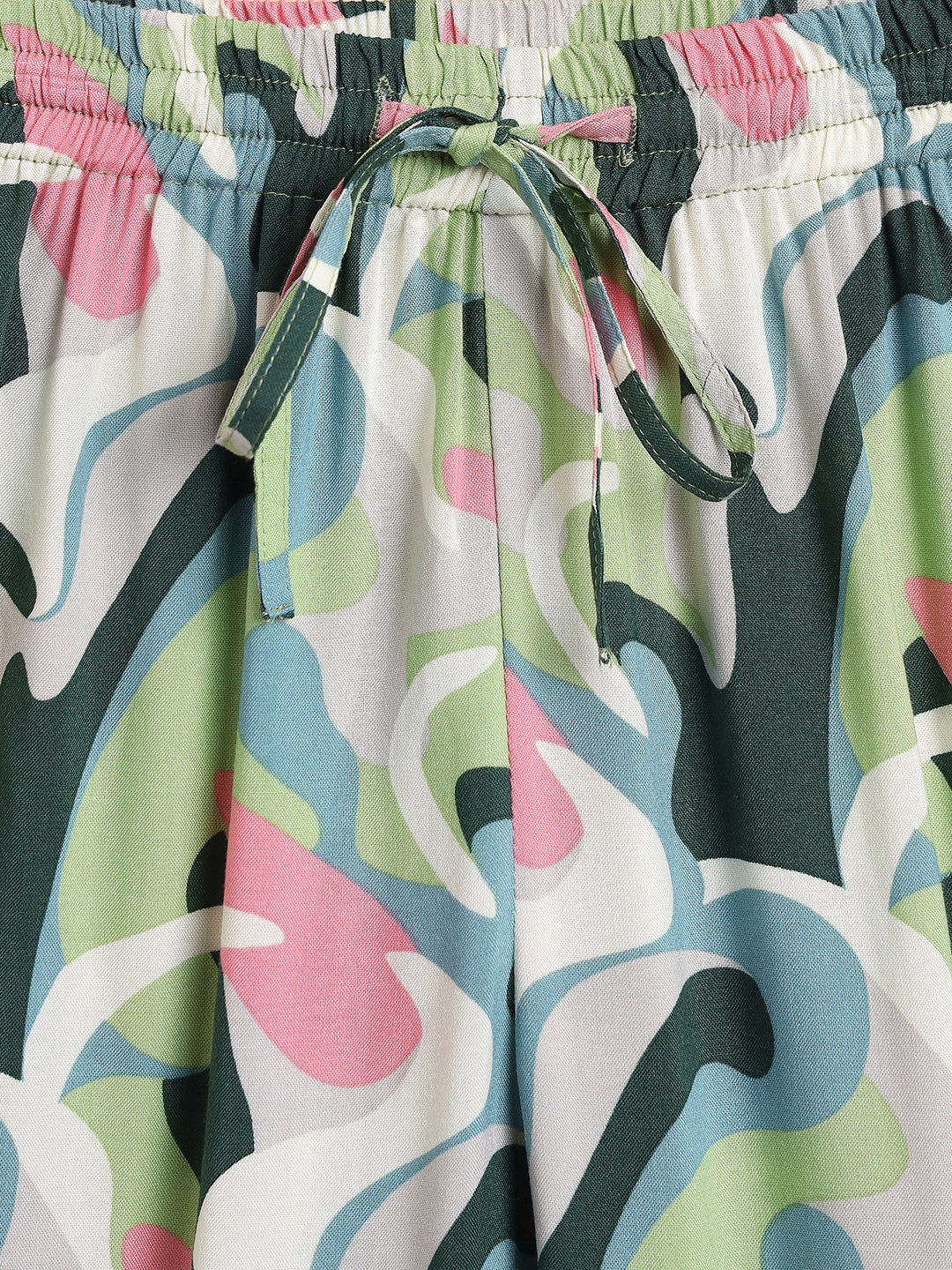 Girls Ankle Length All over Print Top With Pants - Green