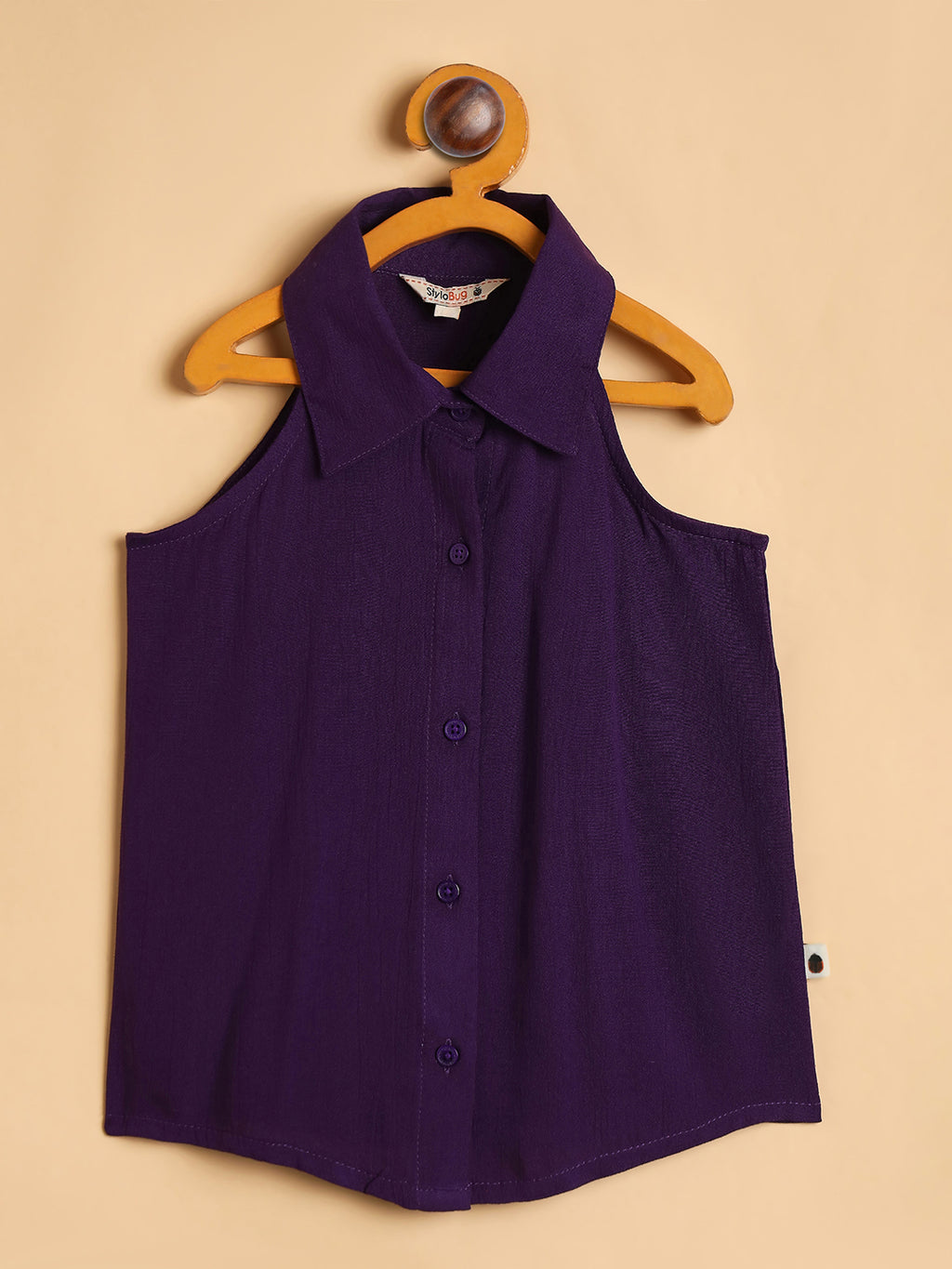 Girls Ankle Length Solid Top With Pants - Purple